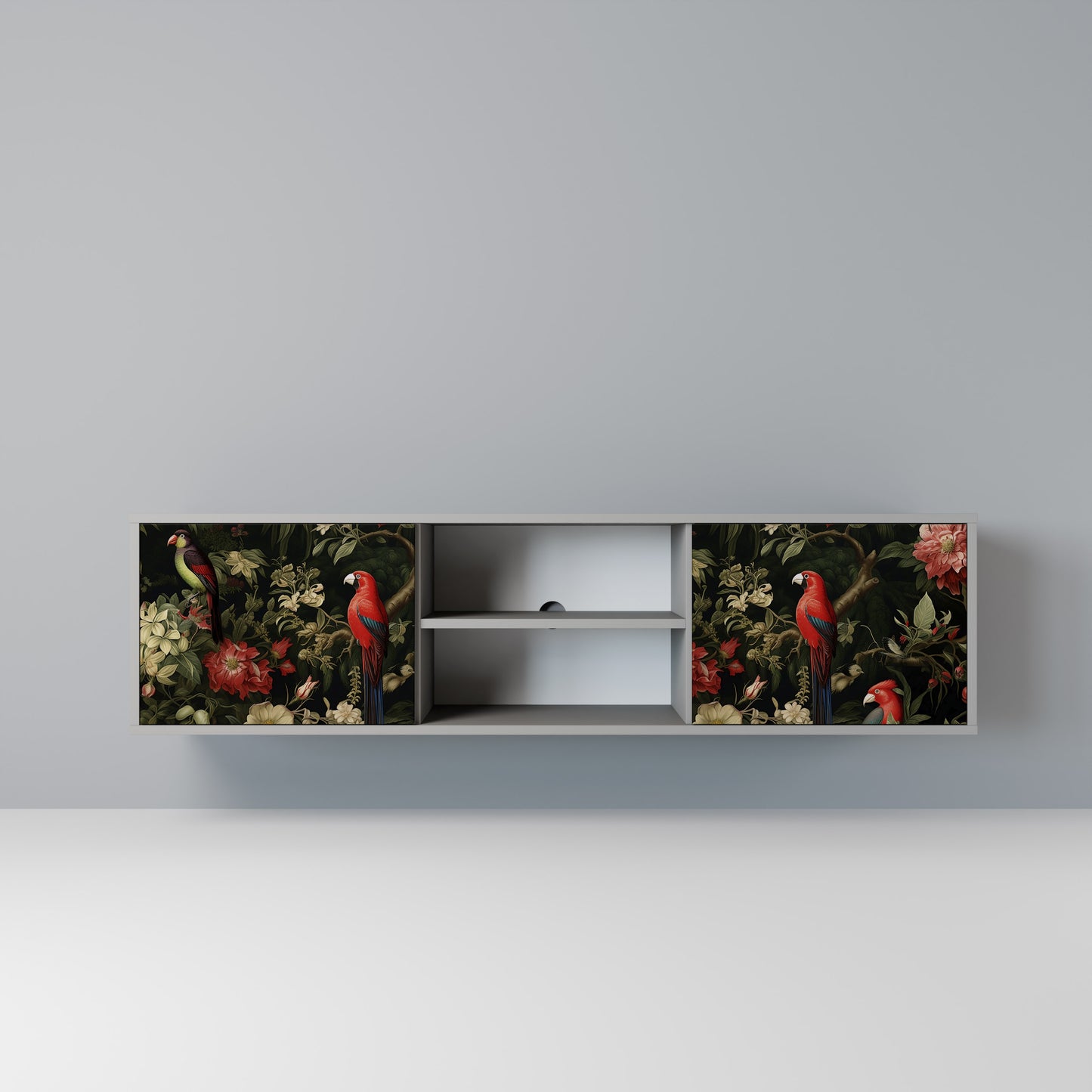 AVIAN GREENERY 2-Door TV Stand in Grey Finish