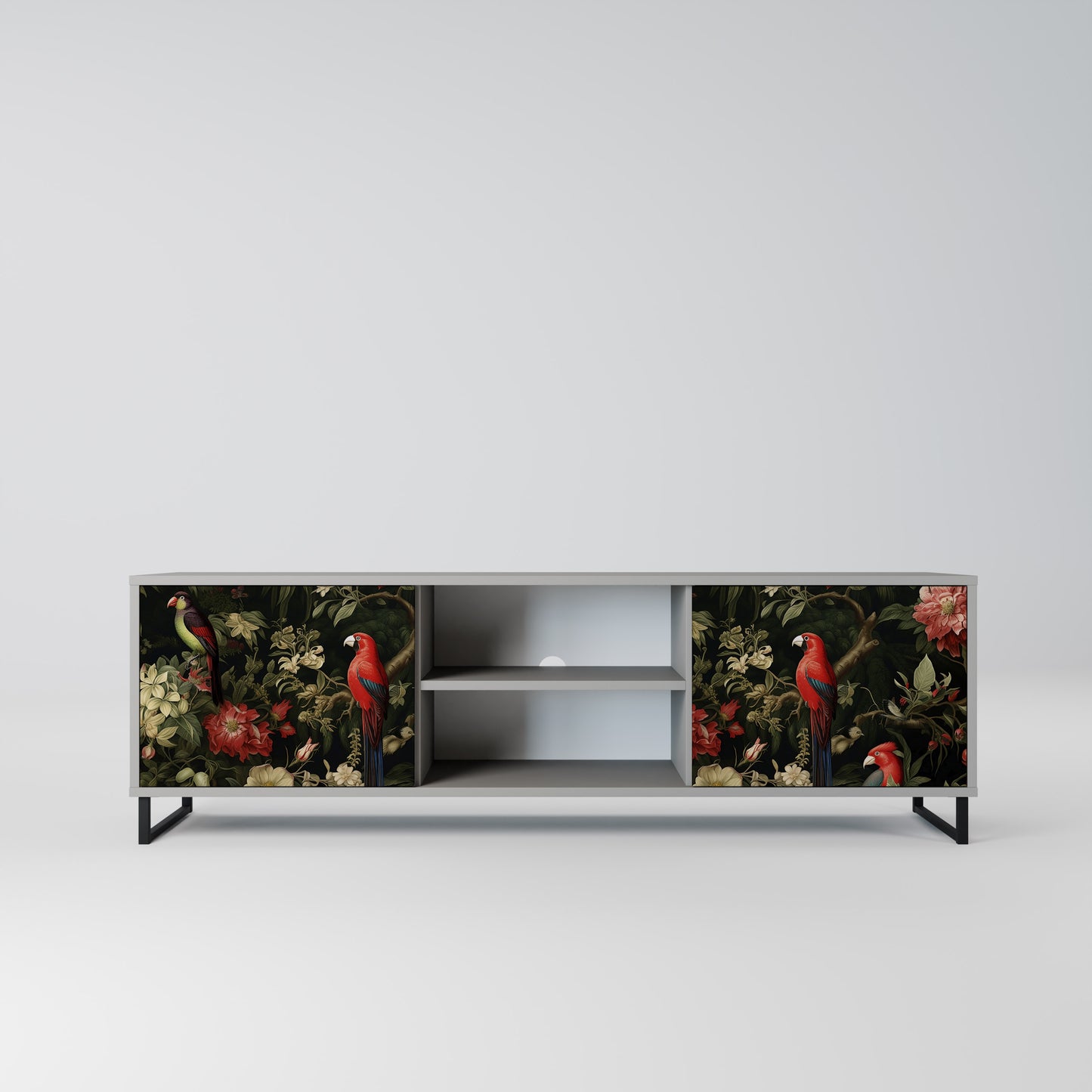 AVIAN GREENERY 2-Door TV Stand in Grey Finish