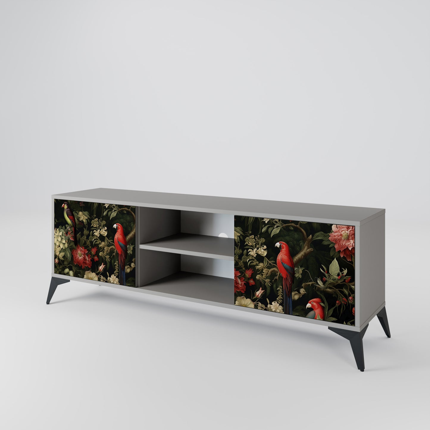 AVIAN GREENERY 2-Door TV Stand in Grey Finish