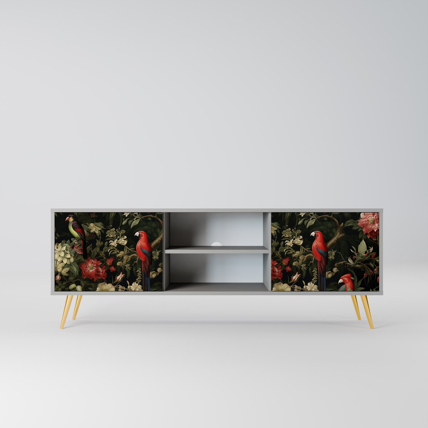 AVIAN GREENERY 2-Door TV Stand in Grey Finish