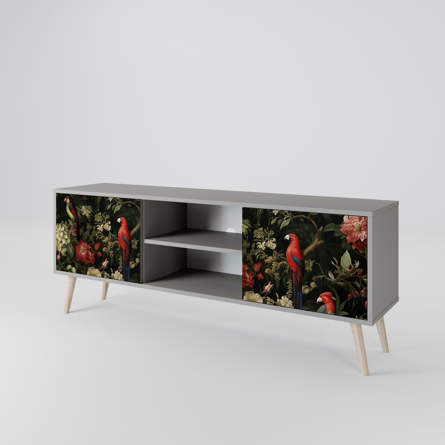 AVIAN GREENERY 2-Door TV Stand in Grey Finish