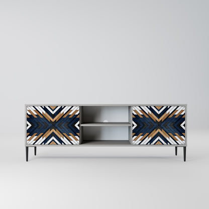 ARTFUL GEOMETRY 2-Door TV Stand in Grey Finish