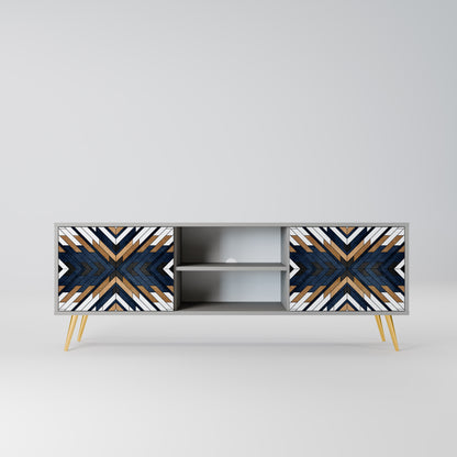 ARTFUL GEOMETRY 2-Door TV Stand in Grey Finish