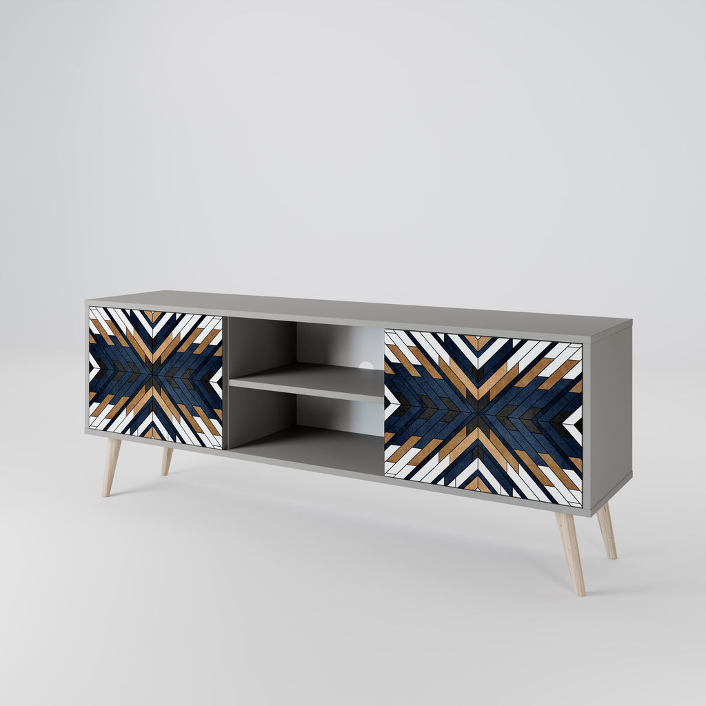 ARTFUL GEOMETRY 2-dörrars TV-bänk i grå finish