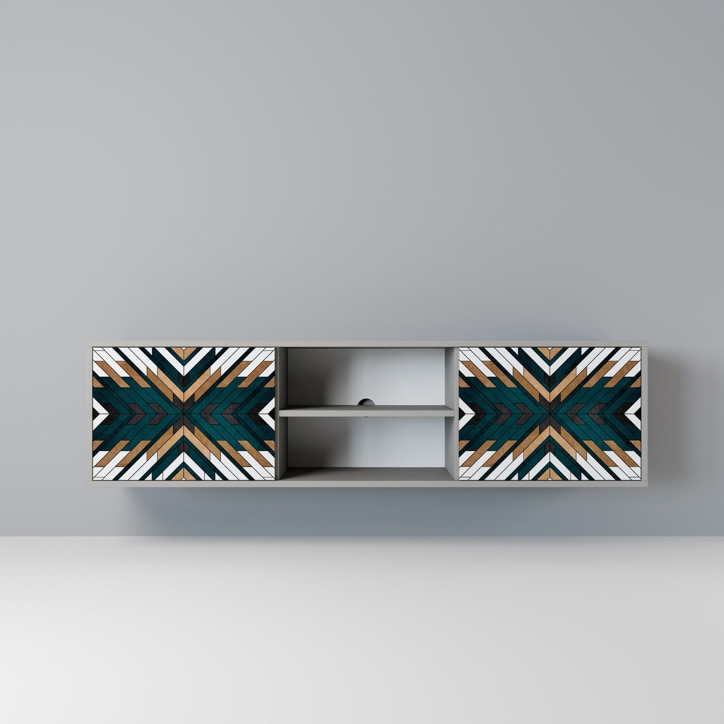ARTISTIC GEOMETRY 2-dörrars TV-bänk i grå finish