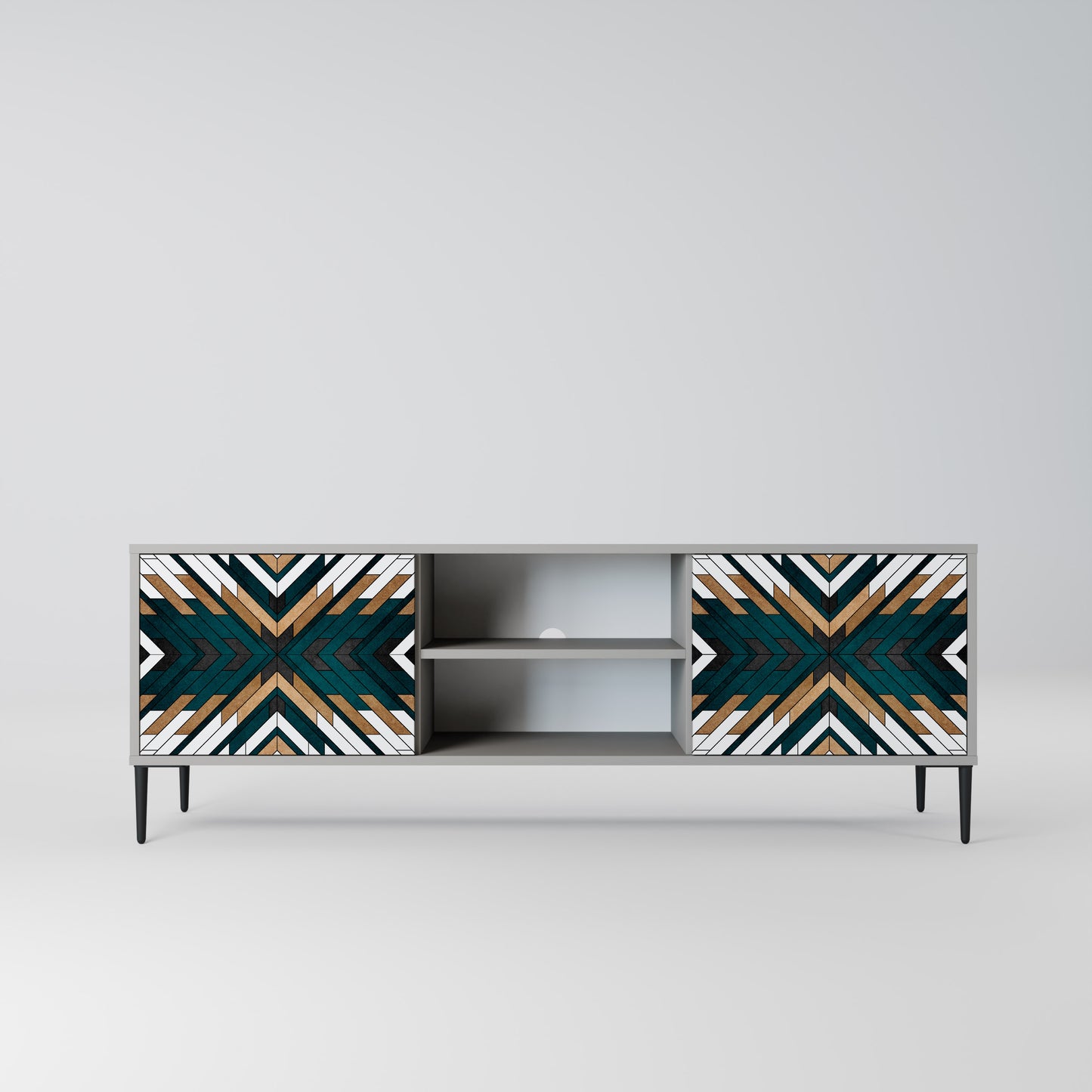 ARTISTIC GEOMETRY 2-dörrars TV-bänk i grå finish