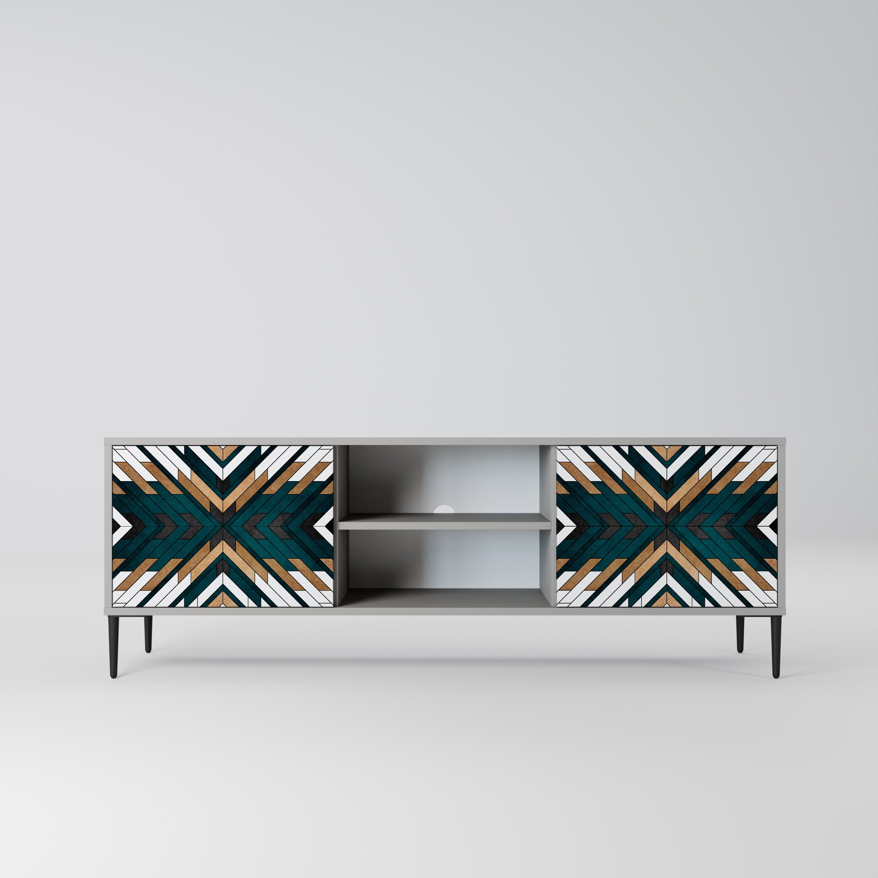 ARTISTIC GEOMETRY 2-dörrars TV-bänk i grå finish