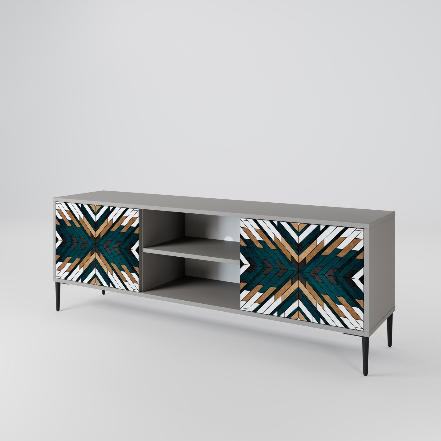 ARTISTIC GEOMETRY 2-dörrars TV-bänk i grå finish
