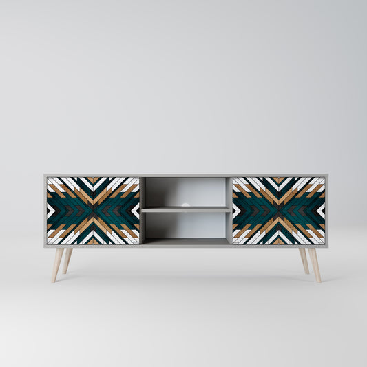 ARTISTIC GEOMETRY 2-Door TV Stand in Grey Finish