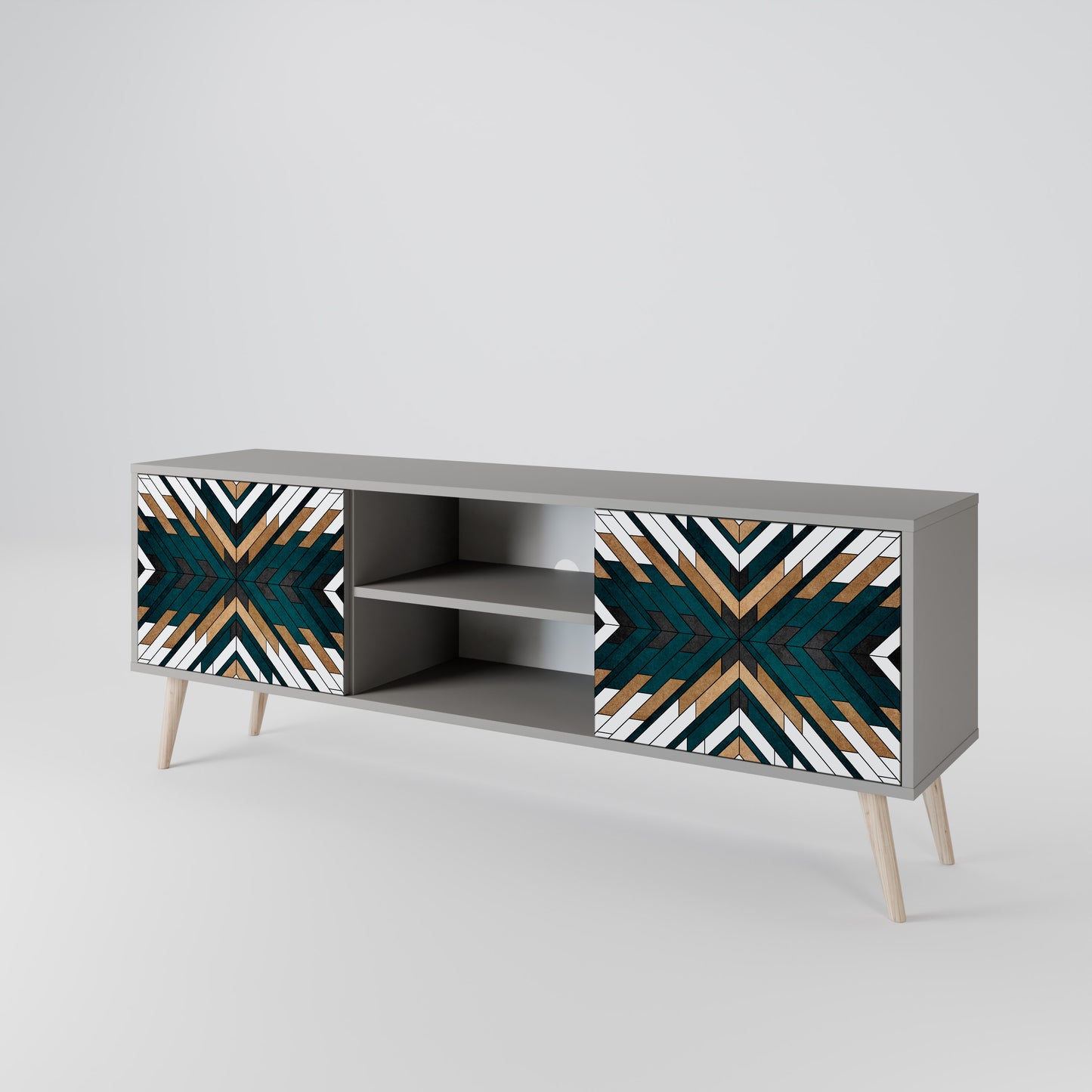 ARTISTIC GEOMETRY 2-dörrars TV-bänk i grå finish