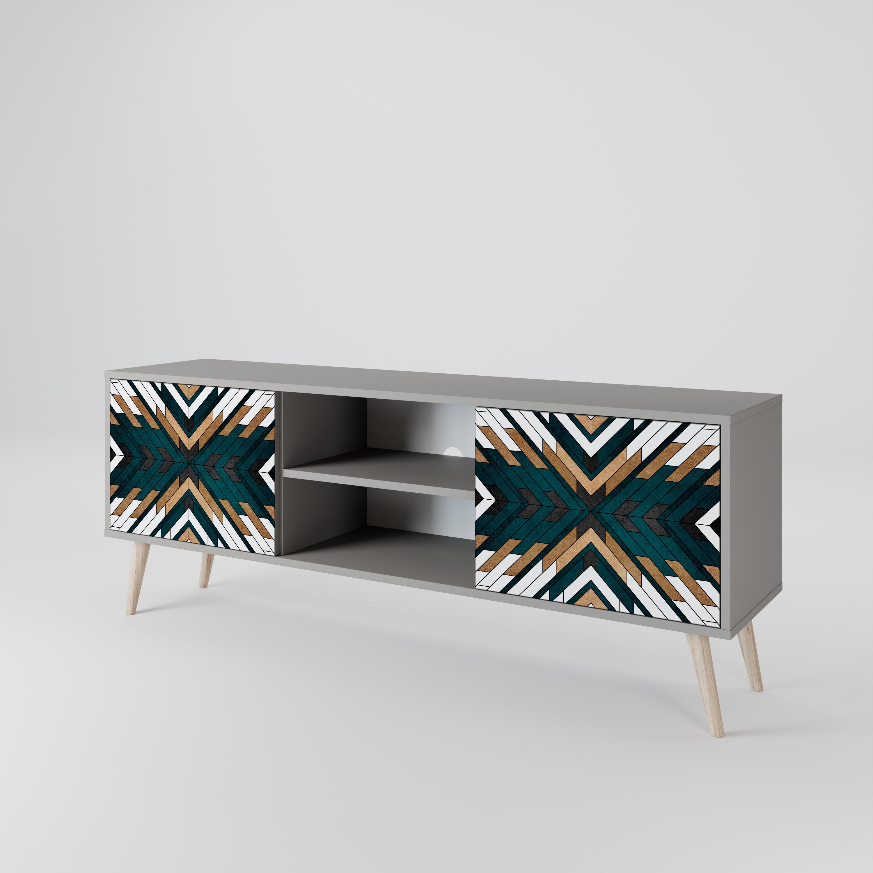 ARTISTIC GEOMETRY 2-dörrars TV-bänk i grå finish