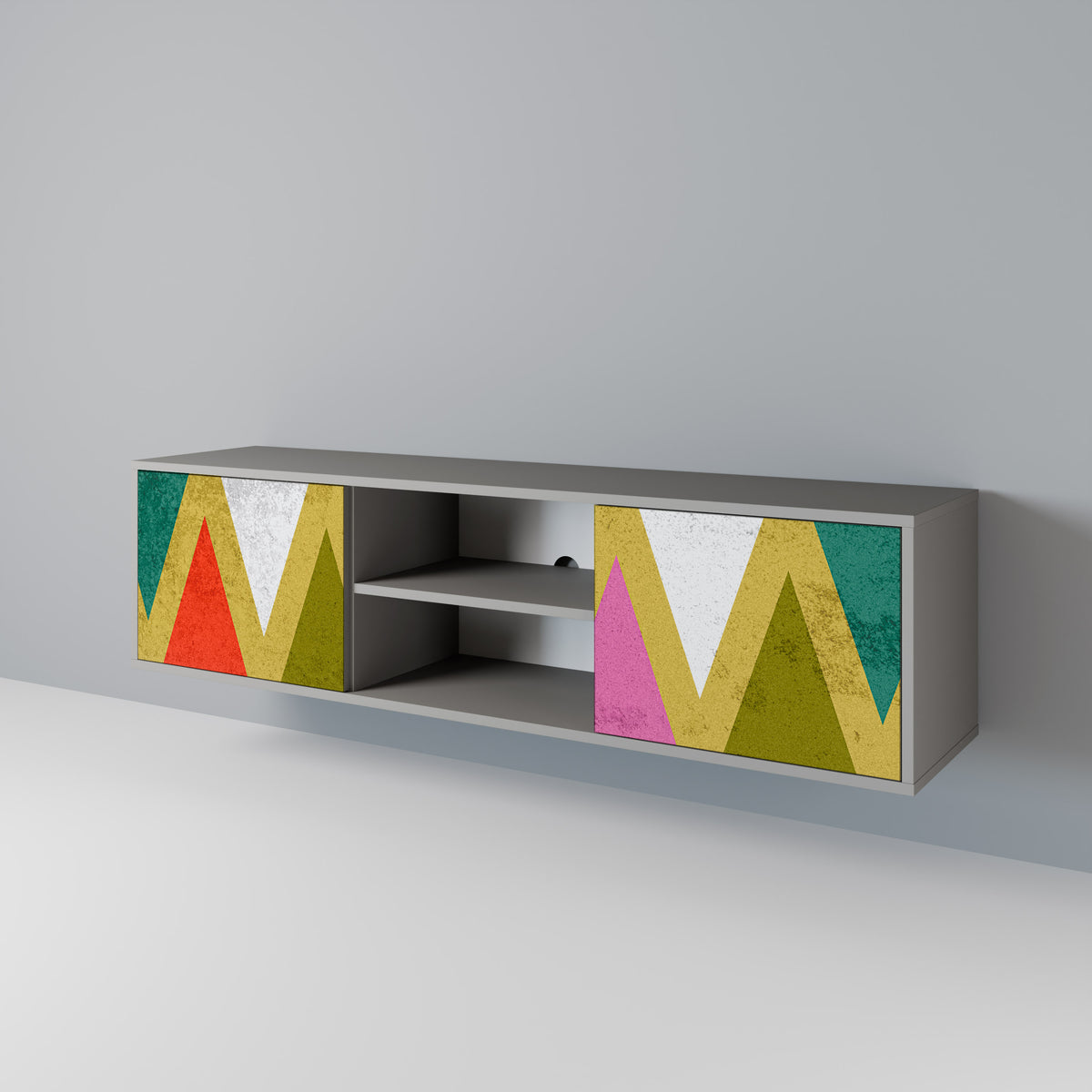 COLORFUL TRIANGLES TV-bänk med två dörrar