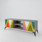 FÄRGERIGA TRIANGLER 2-dörrars TV-bänk i grå finish