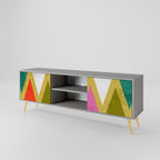 FÄRGERIGA TRIANGLER 2-dörrars TV-bänk i grå finish