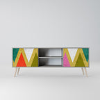 FÄRGERIGA TRIANGLER 2-dörrars TV-bänk i grå finish