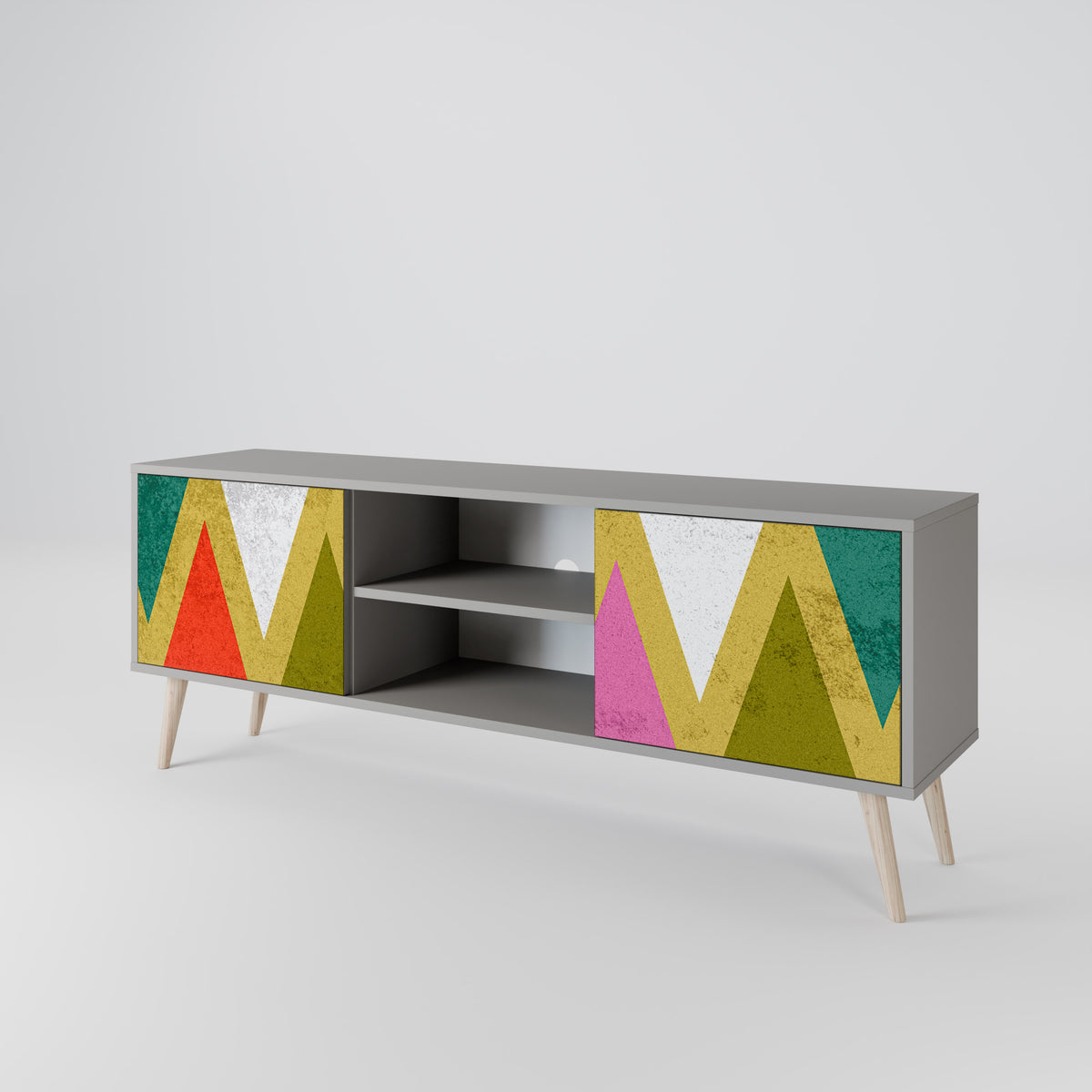 COLORFUL TRIANGLES TV-bänk med två dörrar
