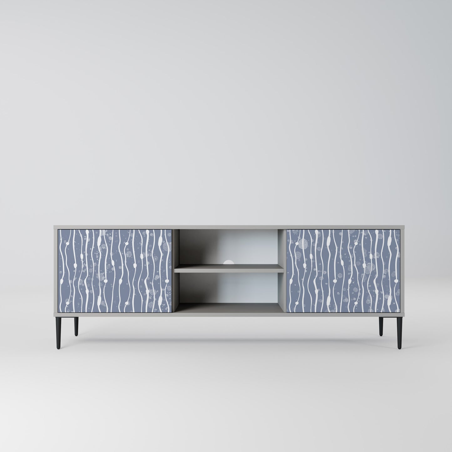 GRAPHITE RAIN 2-Door TV Stand in Grey Finish