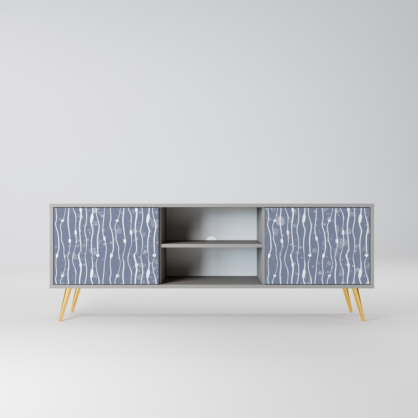 GRAPHITE RAIN 2-Door TV Stand in Grey Finish