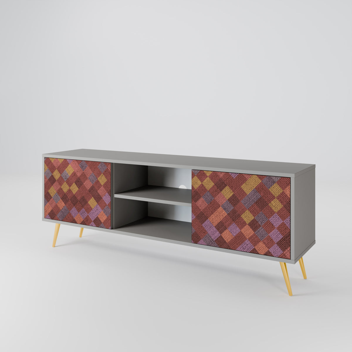 PAINTED SQUARES TV-bänk med två dörrar