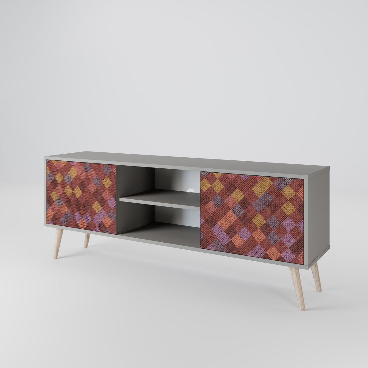 PAINTED SQUARES TV-bänk med två dörrar