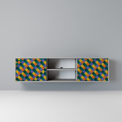 PAINTED SQUARES MIX 2-Door TV Stand in Grey Finish