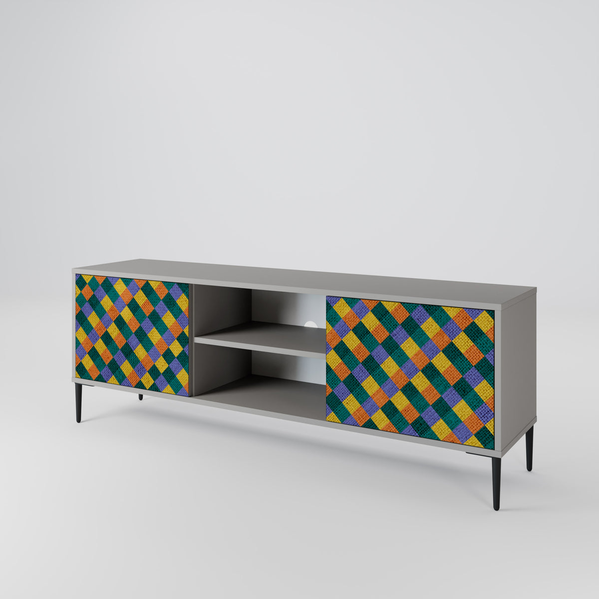 PAINTED SQUARES MIX TV-bänk med två dörrar