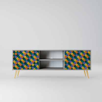 PAINTED SQUARES MIX 2-Door TV Stand in Grey Finish
