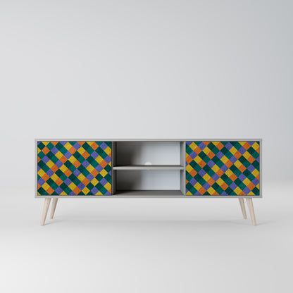 PAINTED SQUARES MIX 2-Door TV Stand in Grey Finish
