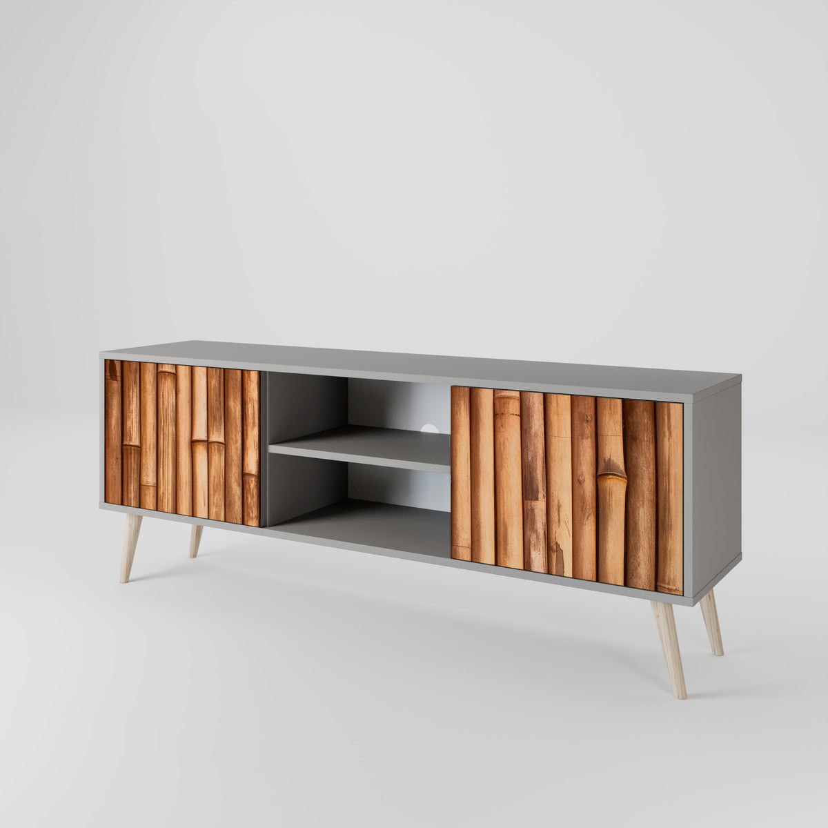 NATURAL WOOD TV-bänk med två dörrar