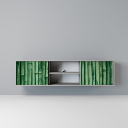 NATURAL GREEN 2-Door TV Stand in Grey Finish