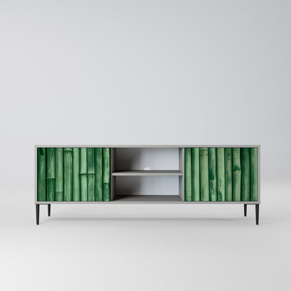 NATURAL GREEN 2-Door TV Stand in Grey Finish