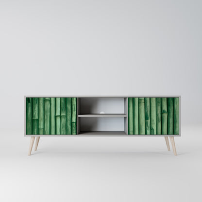 NATURAL GREEN 2-Door TV Stand in Grey Finish