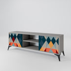 CRACKED ILLUSION 2-dörrars TV-bänk i grå finish