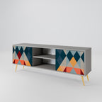 CRACKED ILLUSION 2-dörrars TV-bänk i grå finish