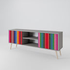 ETNIC MEXICAN 2-dörrars TV-bänk i grå finish