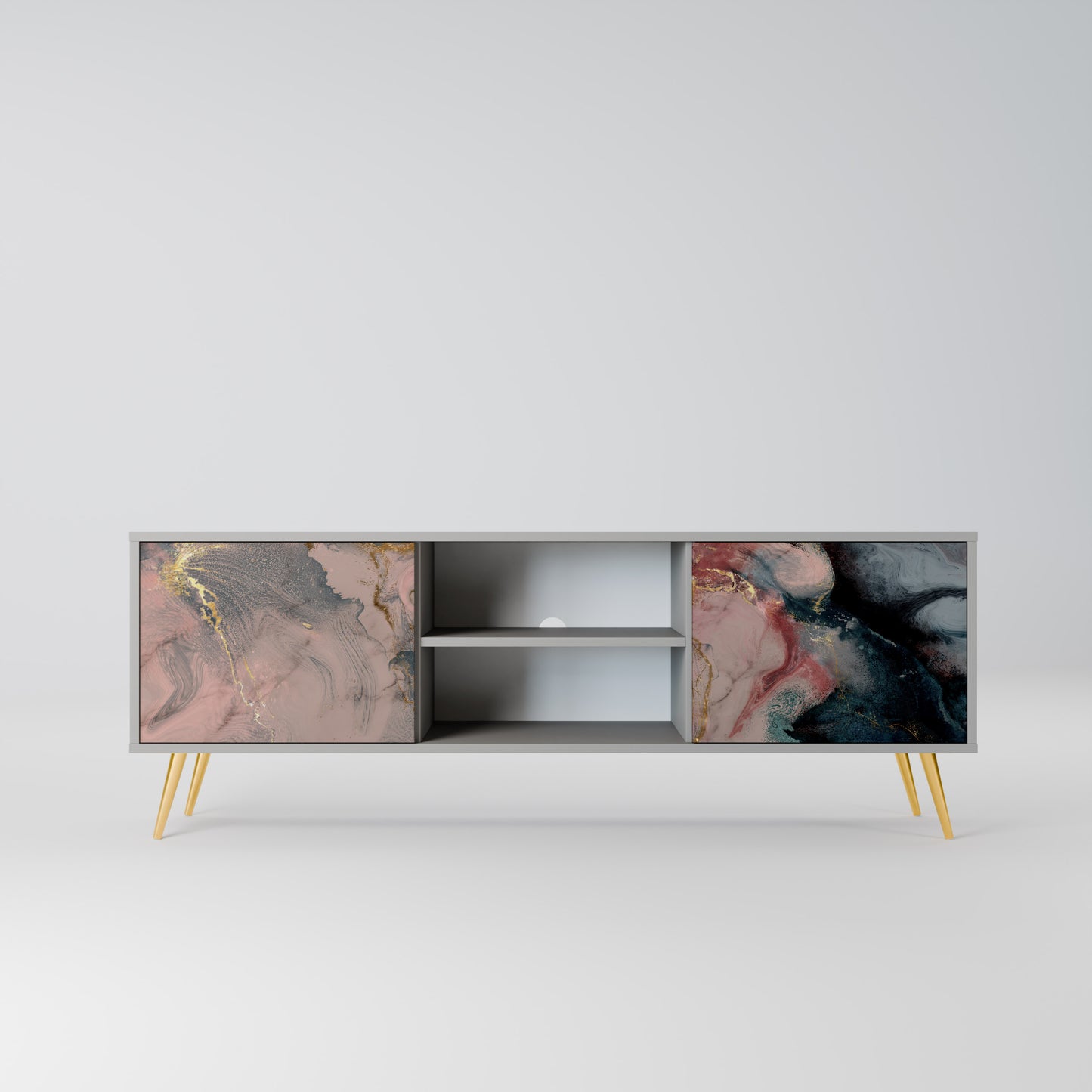 GILDED SWIRLS 2-dörrars TV-bänk i grå finish