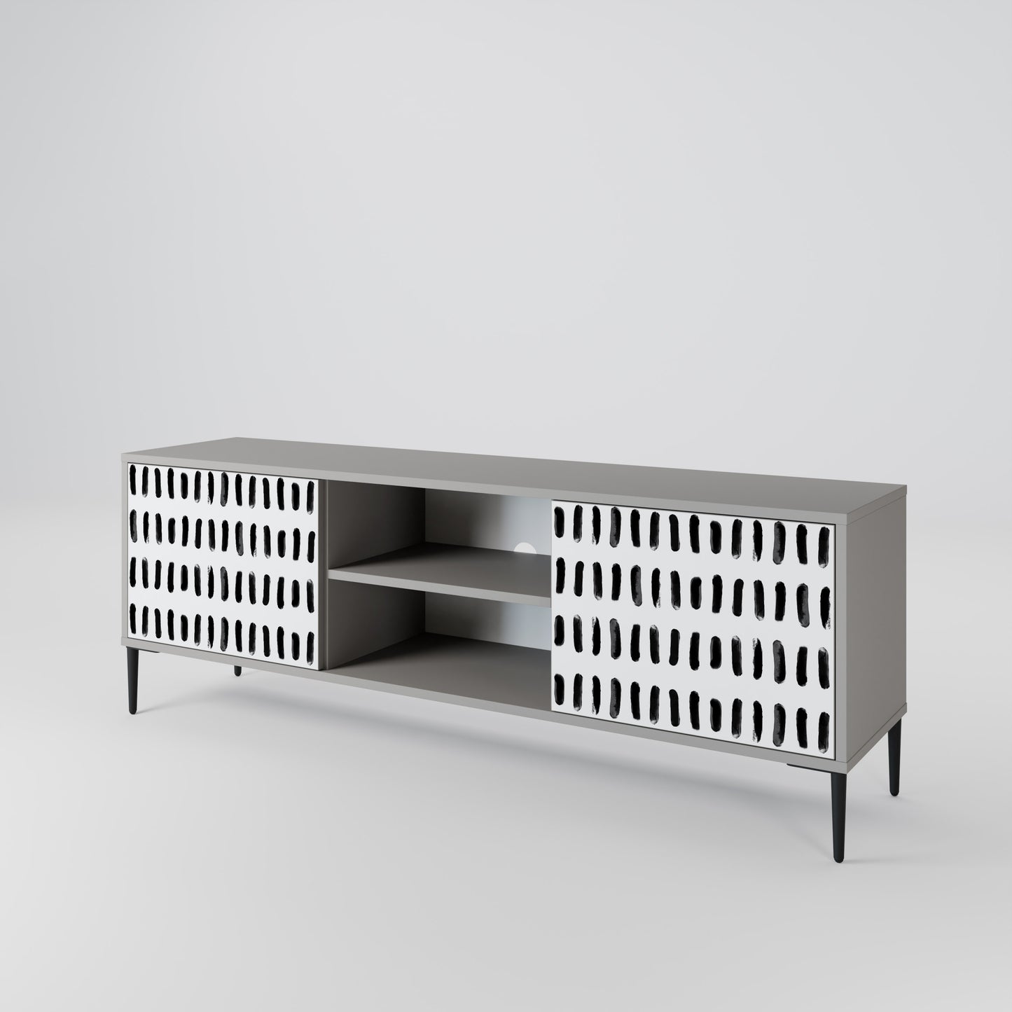 NIGHTY MELODIES 2-Door TV Stand in Grey Finish