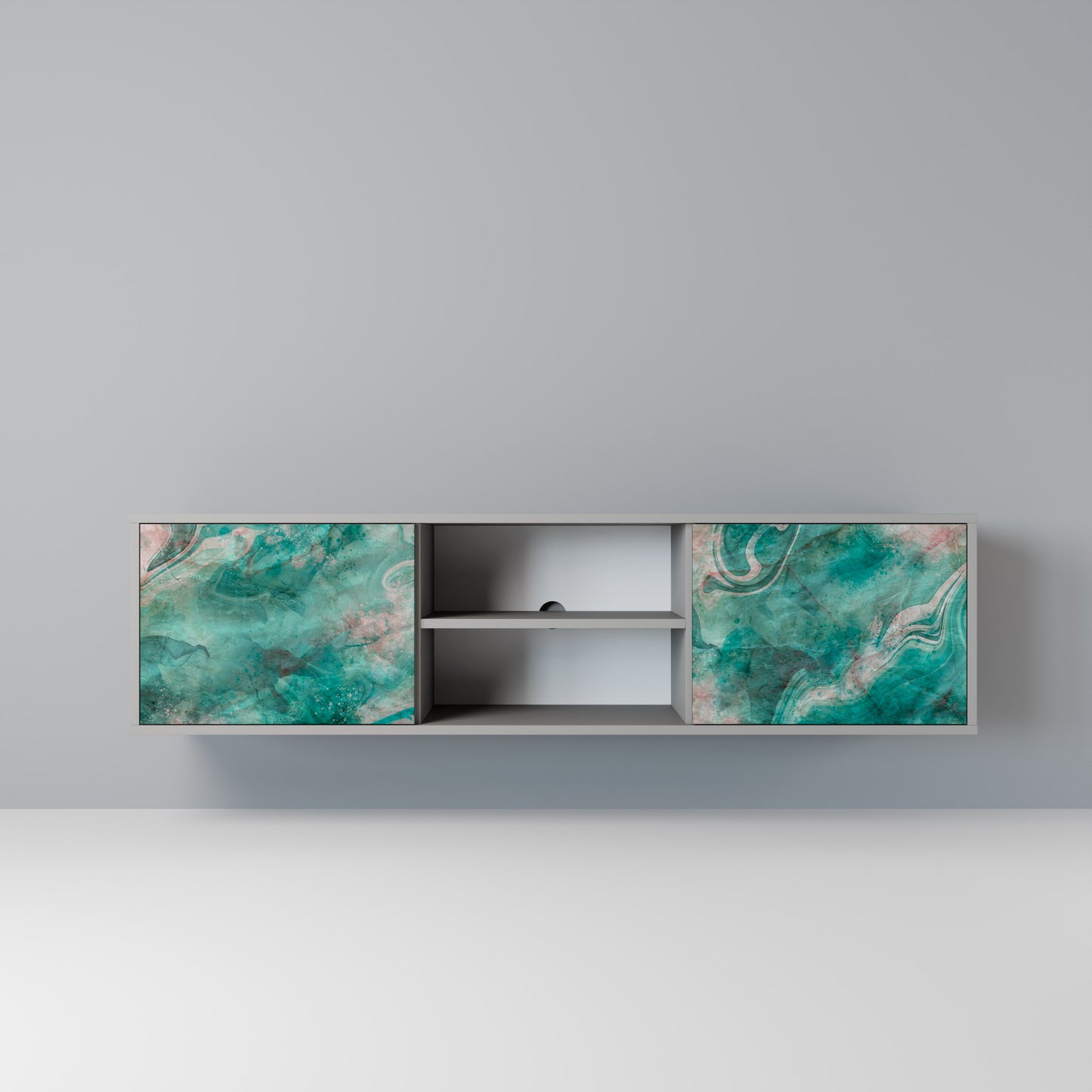 ABSTRACT ALCHEMY 2-Door TV Stand in Grey Finish