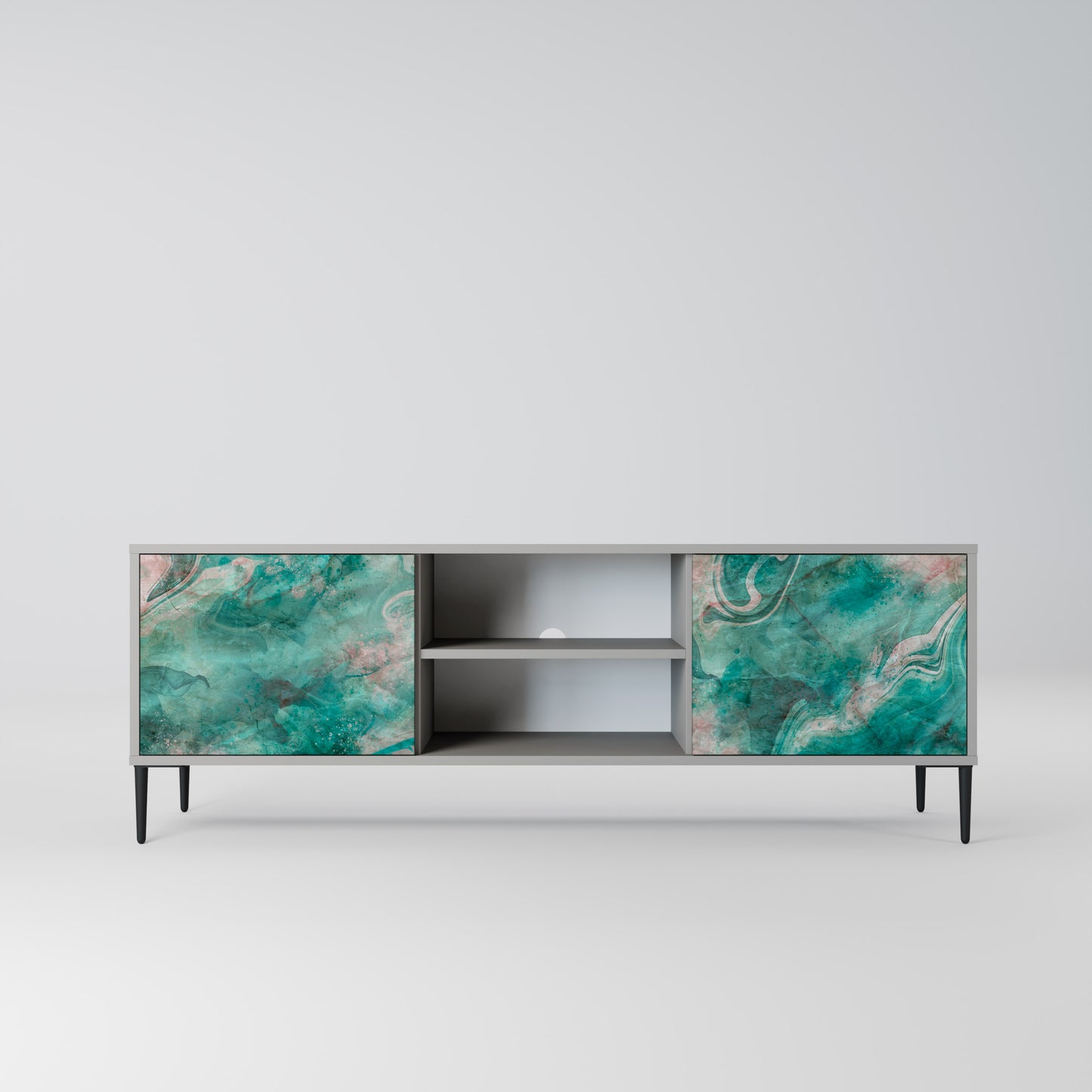 ABSTRACT ALCHEMY 2-Door TV Stand in Grey Finish