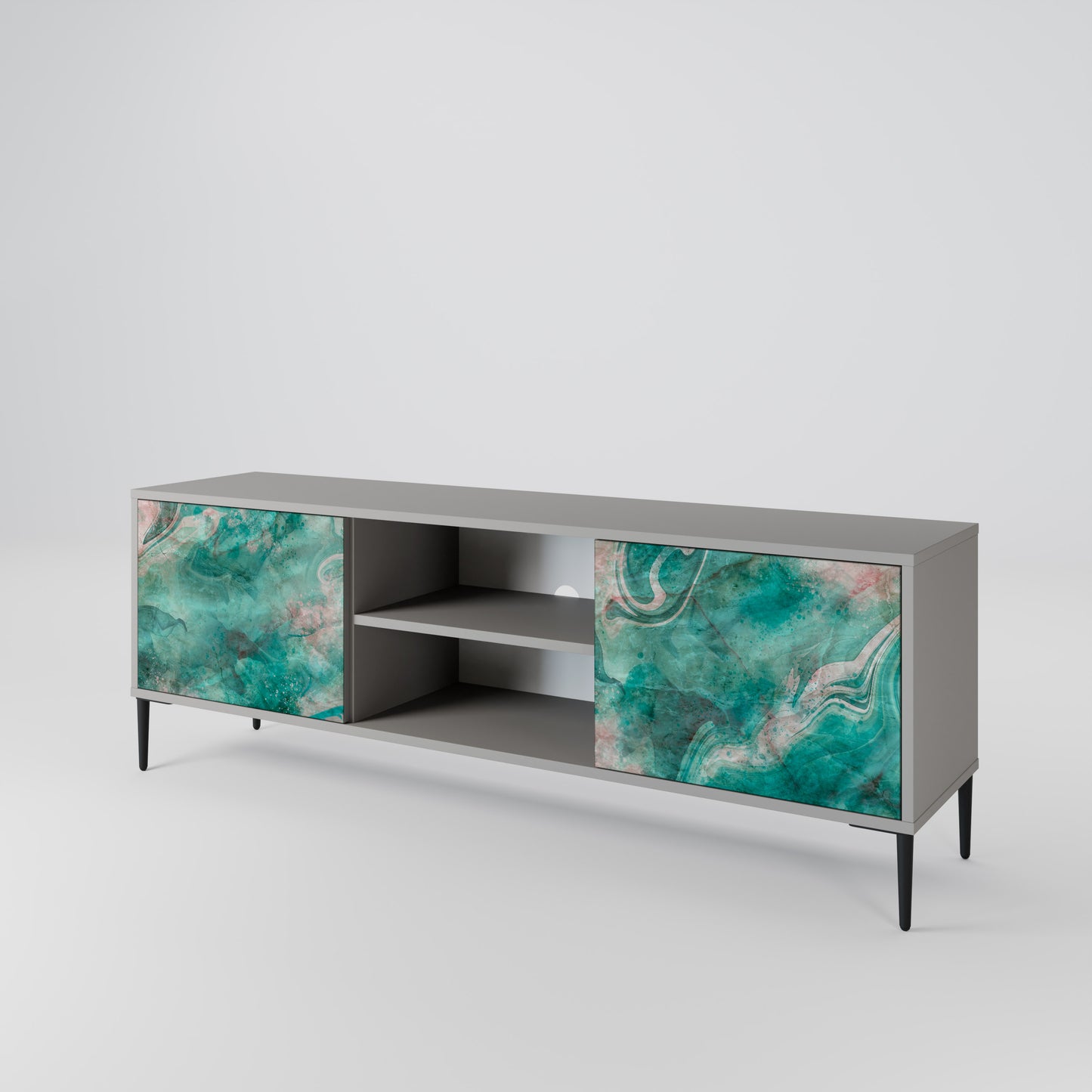 ABSTRACT ALCHEMY 2-Door TV Stand in Grey Finish