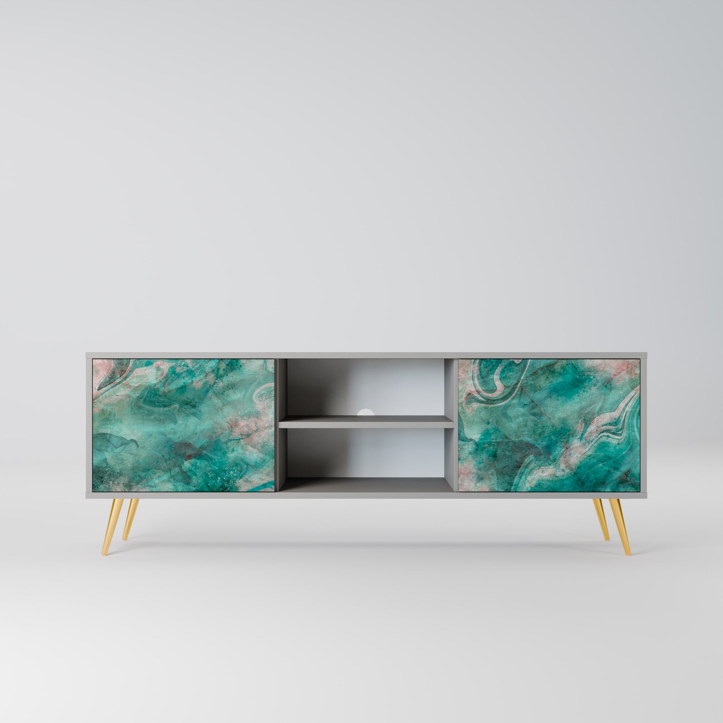 ABSTRACT ALCHEMY 2-Door TV Stand in Grey Finish