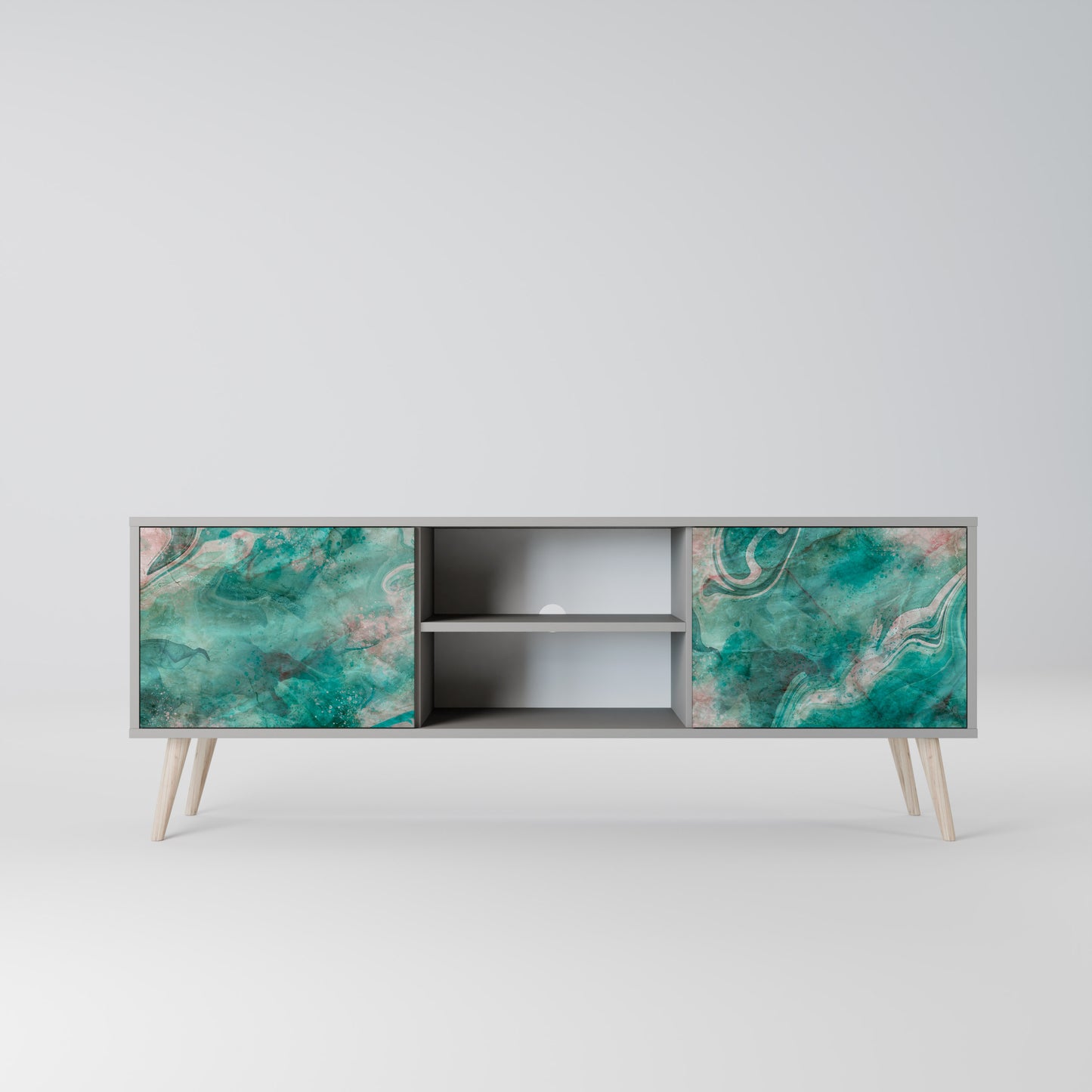 ABSTRACT ALCHEMY 2-Door TV Stand in Grey Finish