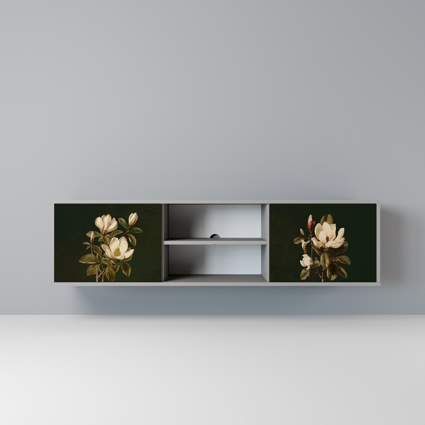 FLORAL NOIR 2-dörrars TV-bänk i grå finish