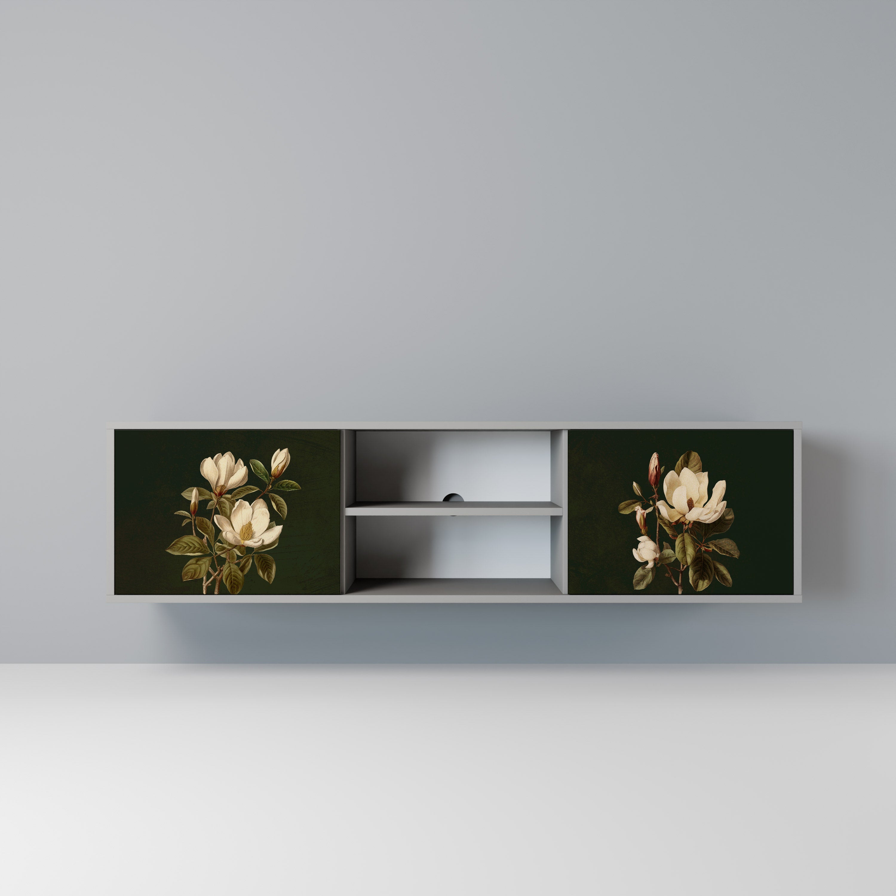 FLORAL NOIR 2-dörrars TV-bänk i grå finish