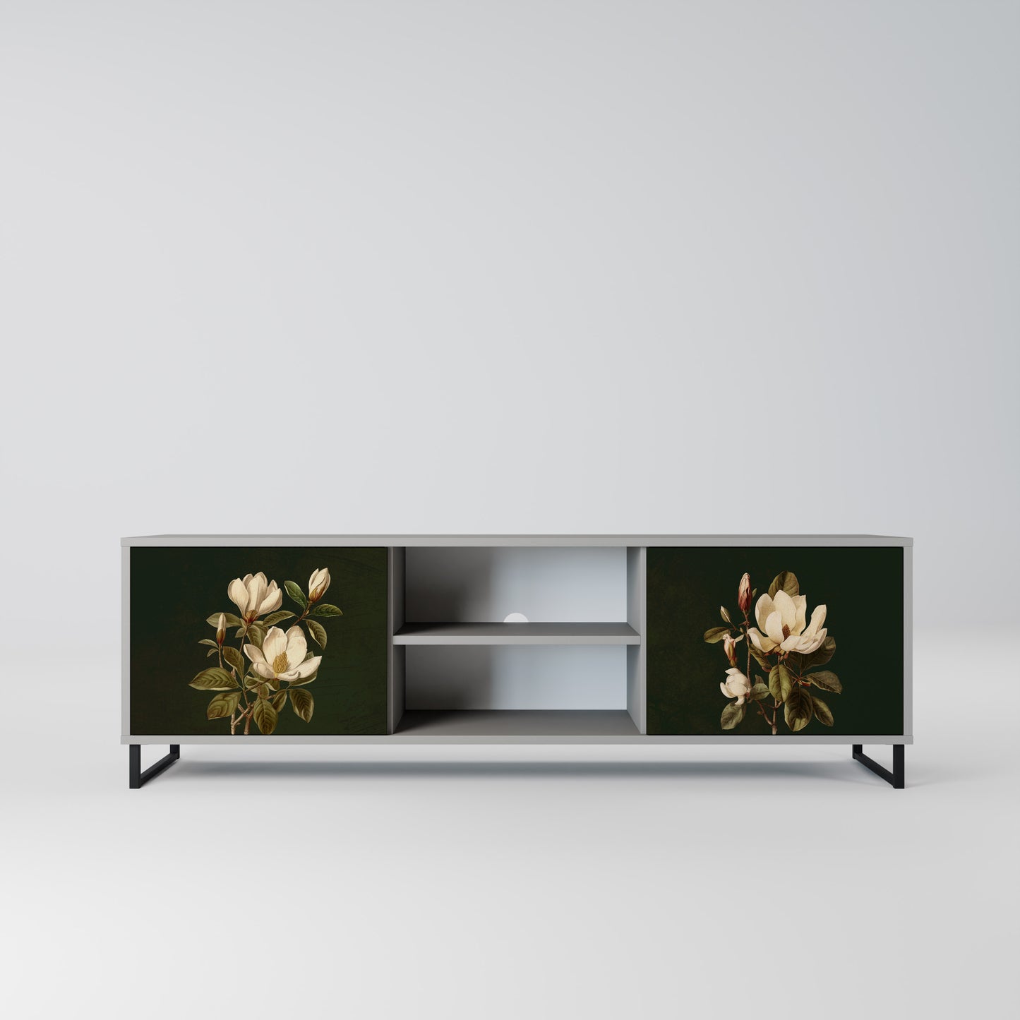 FLORAL NOIR 2-dörrars TV-bänk i grå finish