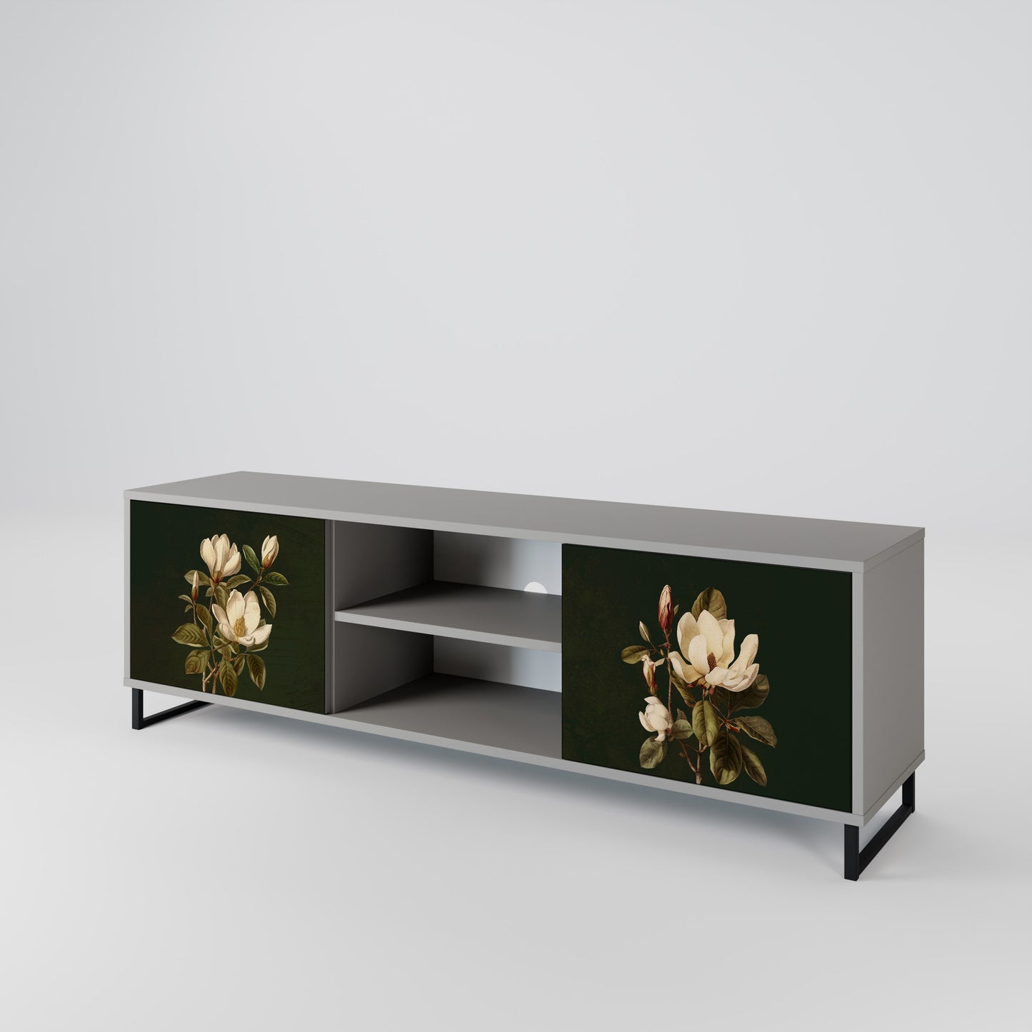 FLORAL NOIR 2-dörrars TV-bänk i grå finish