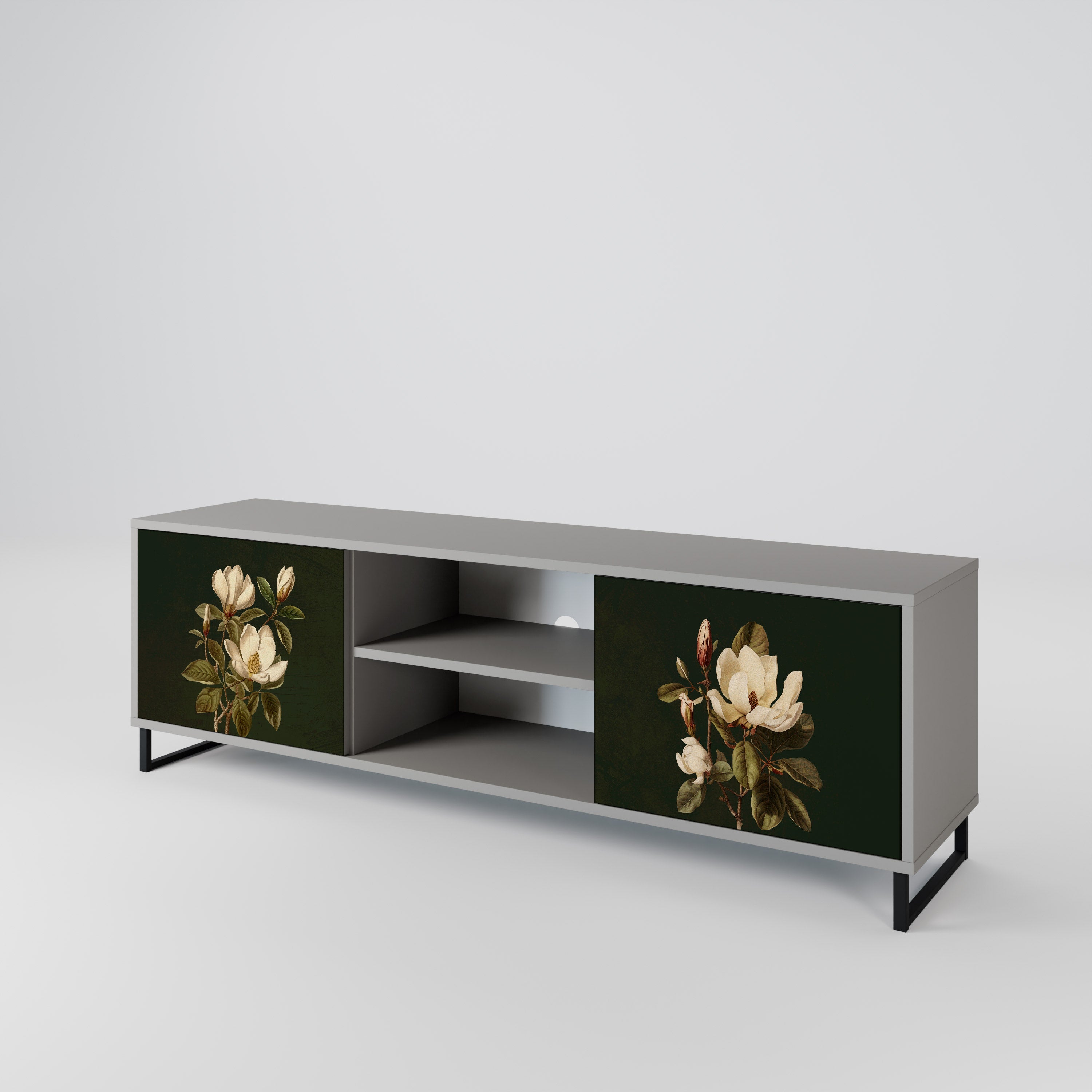 FLORAL NOIR 2-dörrars TV-bänk i grå finish