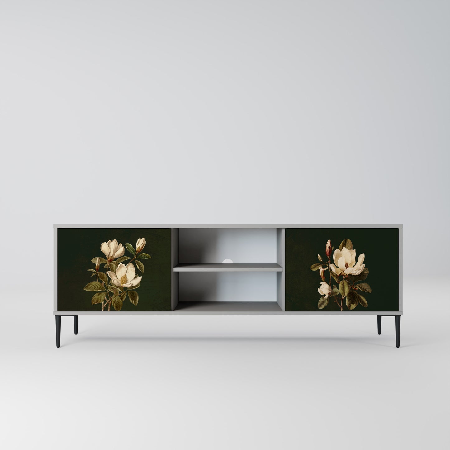 FLORAL NOIR 2-dörrars TV-bänk i grå finish