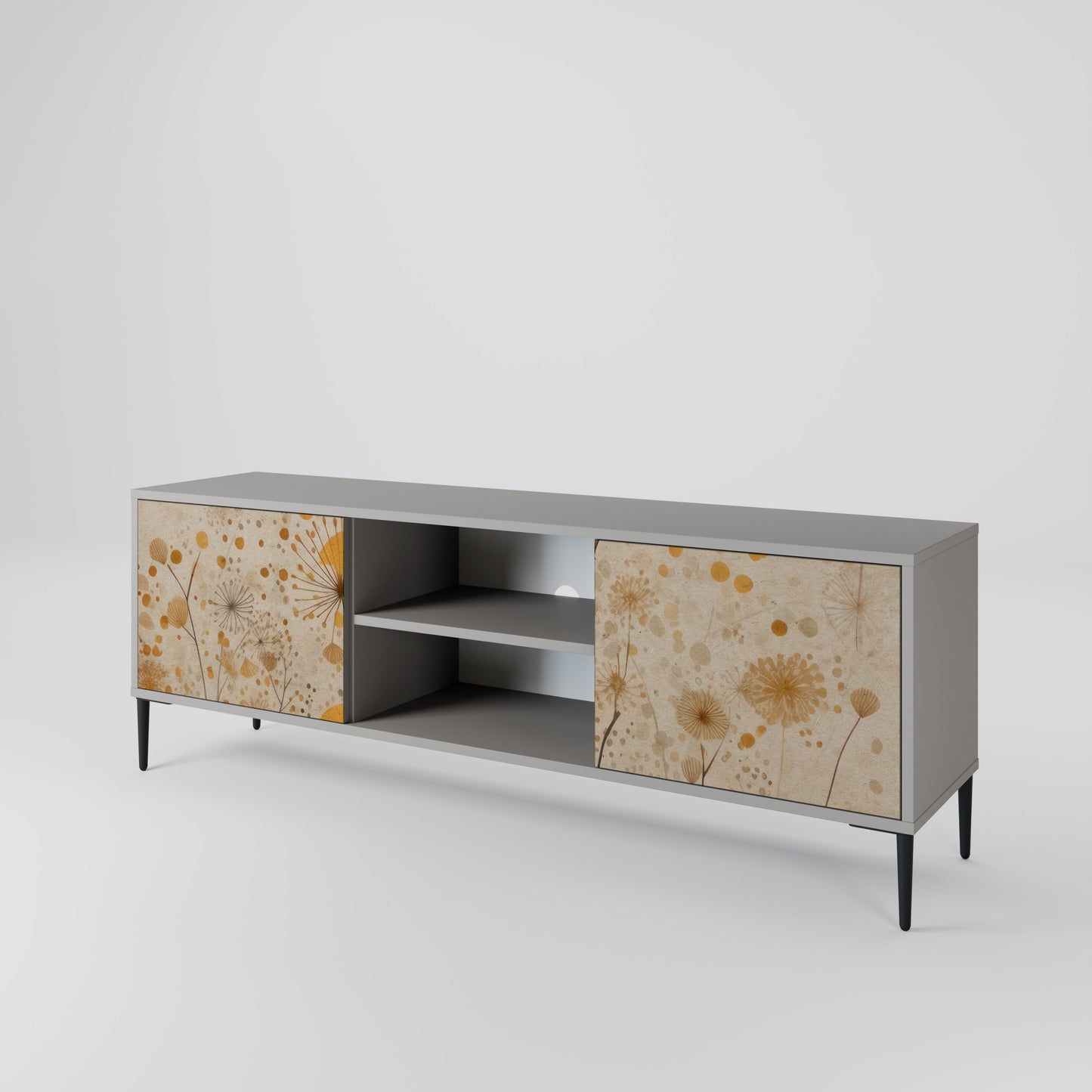 MORNING GLADE 2-Door TV Stand in Grey Finish