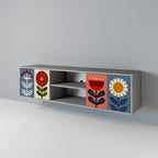 SCANDIC FLOWERET 2-dörrars TV-bänk i grå finish